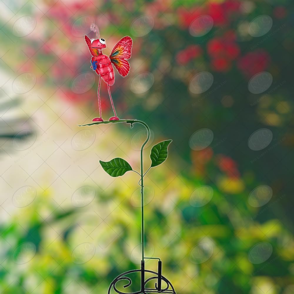 Amazon.co.jp: Red Carpet Studios 35563 装飾金属杭 葉の上の奇抜な蝶